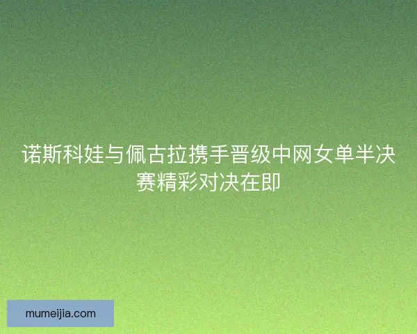 诺斯科娃与佩古拉携手晋级中网女单半决赛精彩对决在即